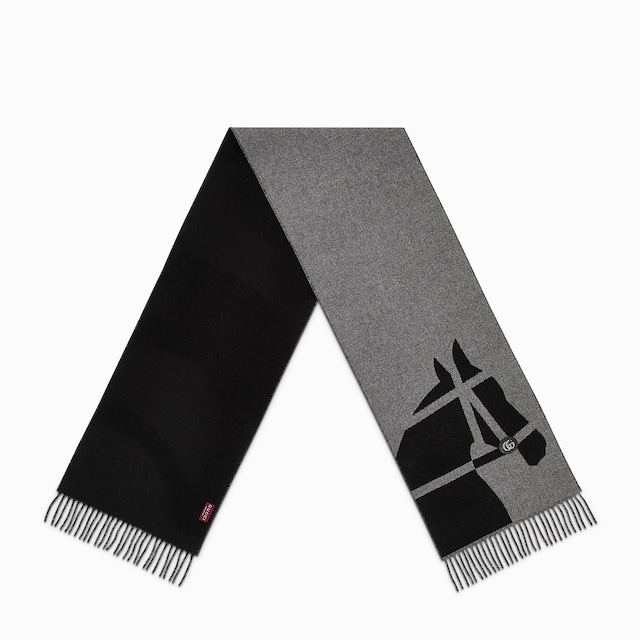 Wool scarf with jacquard motif