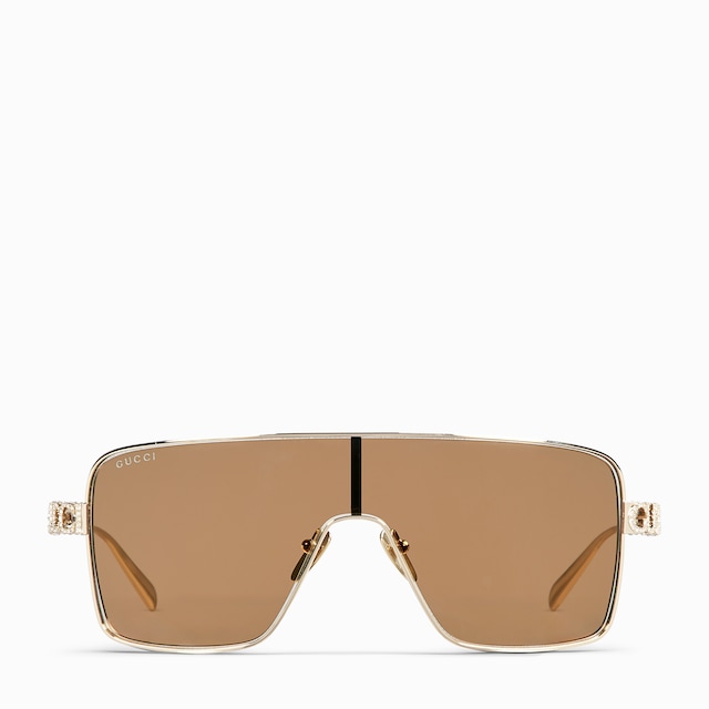 Geometric frame sunglasses in yellow gold-toned metal