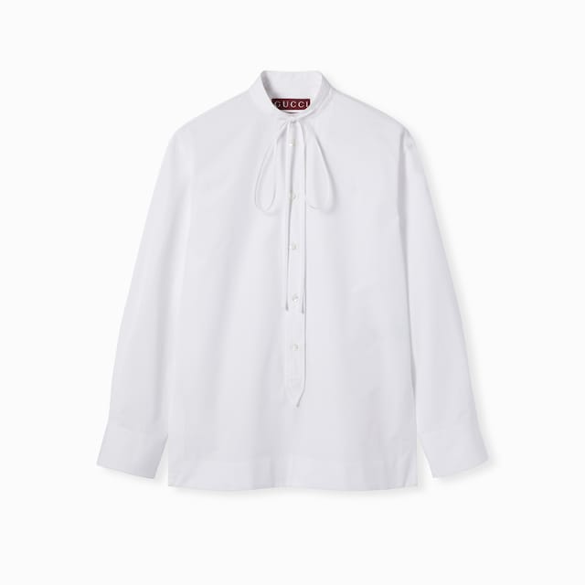 Cotton poplin shirt with embroidery