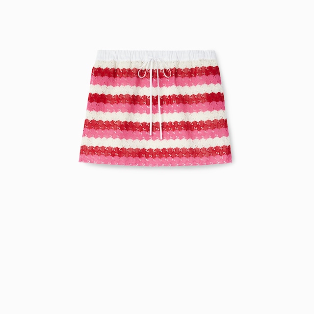 Striped GG macramé skirt