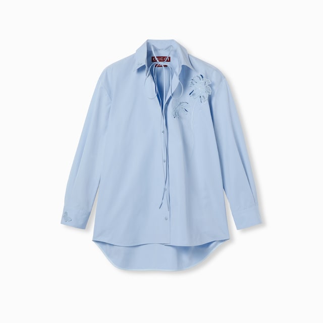 Camisa de popelina de algodón con bordado