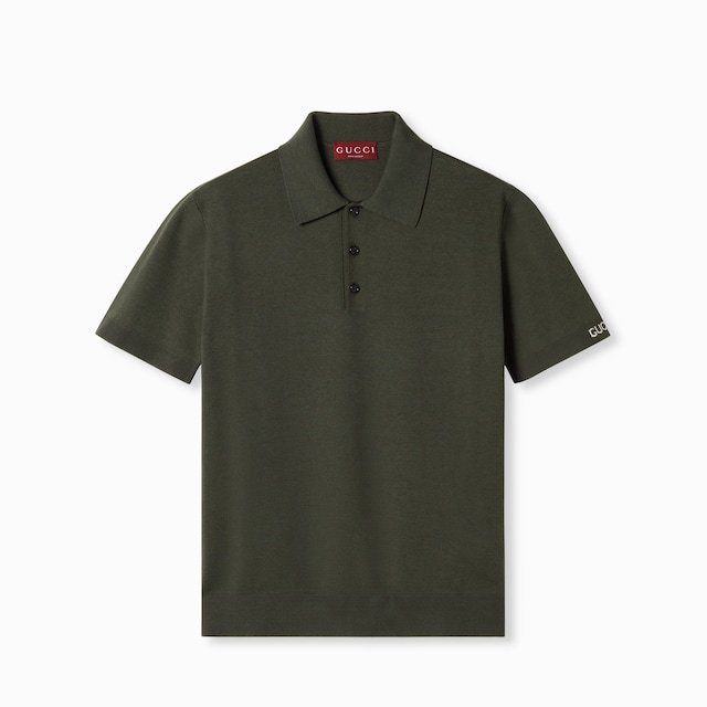 Silk cotton knit polo shirt