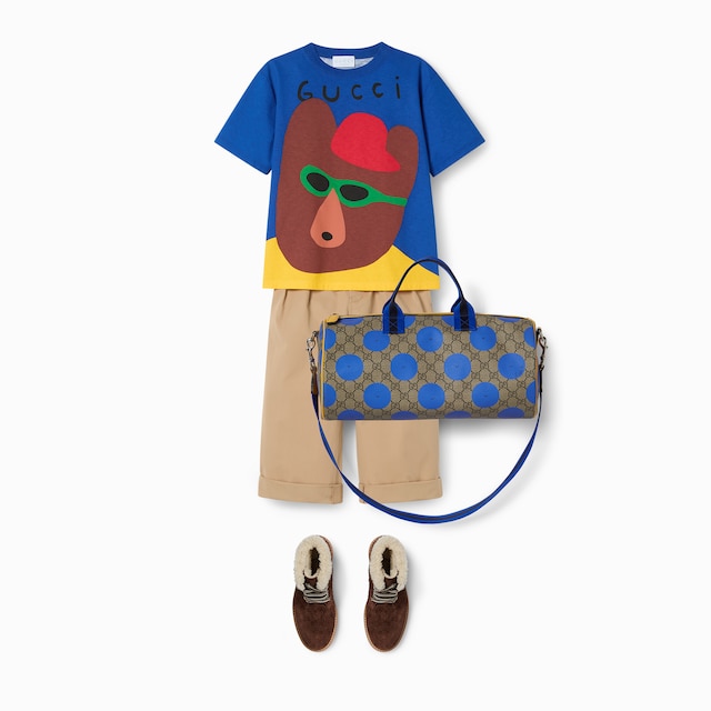 Children's printed GG top handle bag