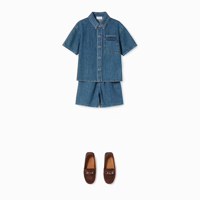 Short infantil de denim a láser