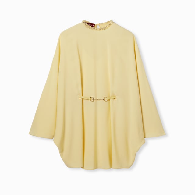 Silk cady dress with Horsebit belt