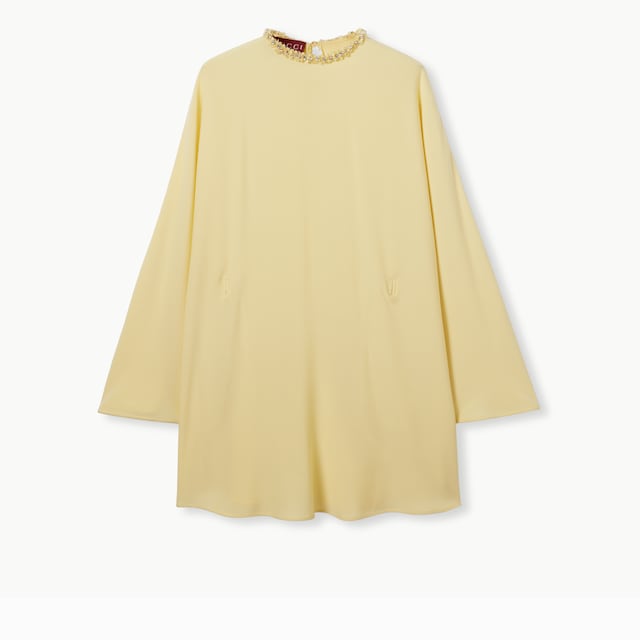 Silk cady dress with Horsebit belt
