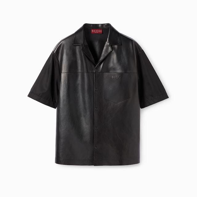 Soft leather with nylon polo shirt