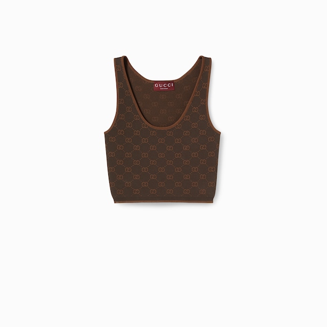 Stretch GG viscose jacquard tank top