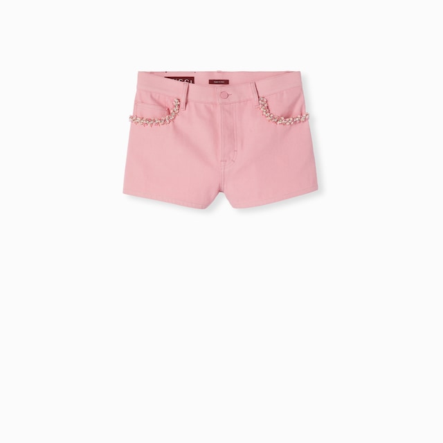 Denim shorts with embroidery
