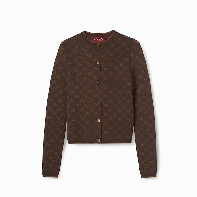 Stretch GG viscose jacquard cardigan