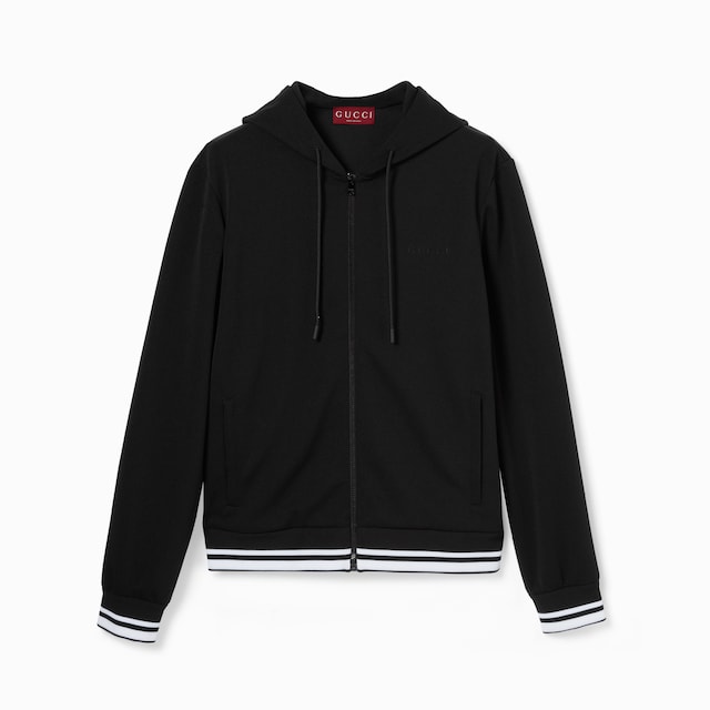 Technical jersey hooded zip jacket