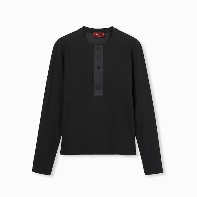 Rib cotton T-shirt with embroidery