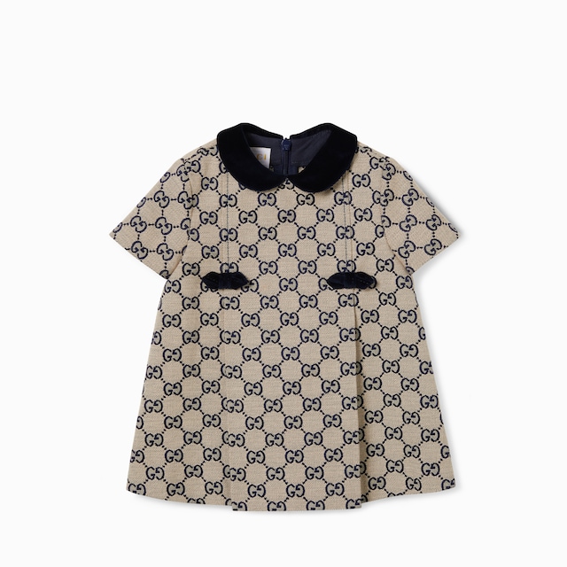 Baby GG cotton dress in pink and white | GUCCI® US