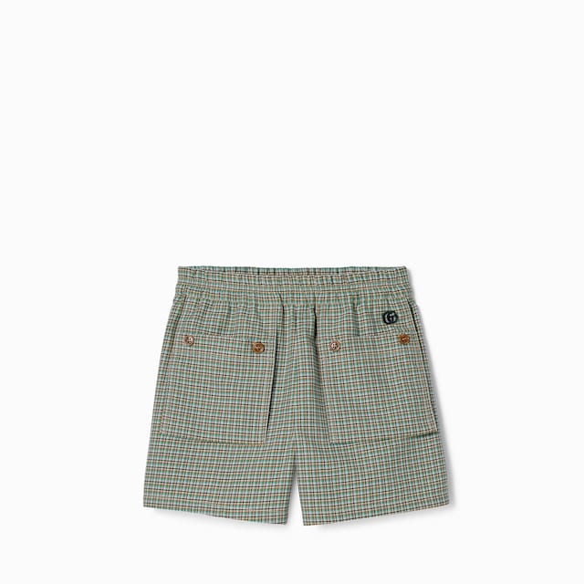 Children's check cotton shorts