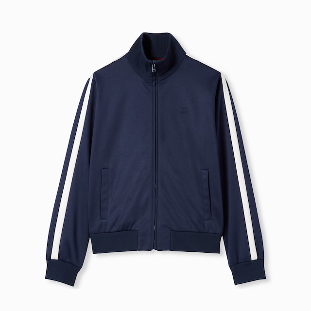 Technical jersey zip jacket with embroidery