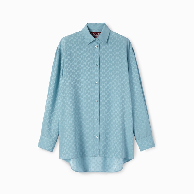 Camisa oversize de jacquard de seda con GG