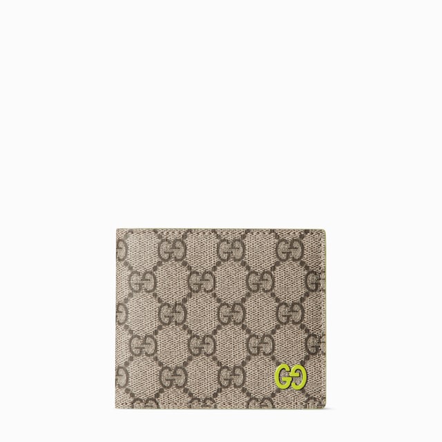 Portafoglio bi-fold GG con interno verde acido