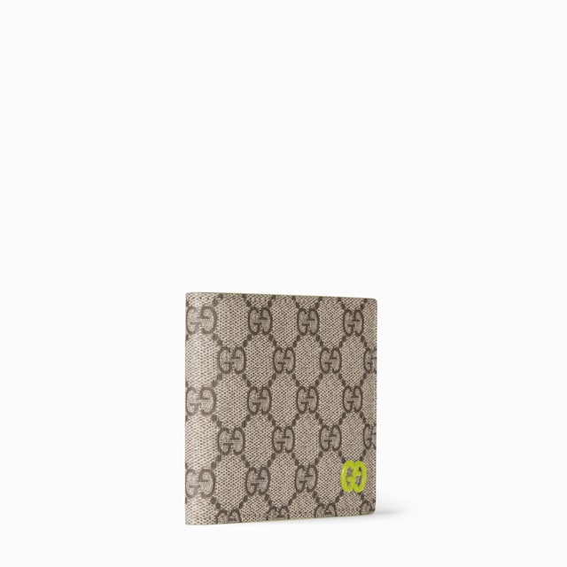 Portafoglio bi-fold GG con interno verde acido