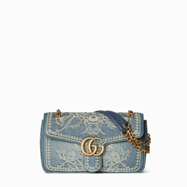 Sac à épaule GG Marmont avec broderies moyen format