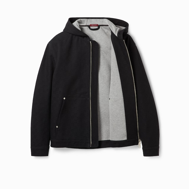 GG cotton denim jacquard zip jacket