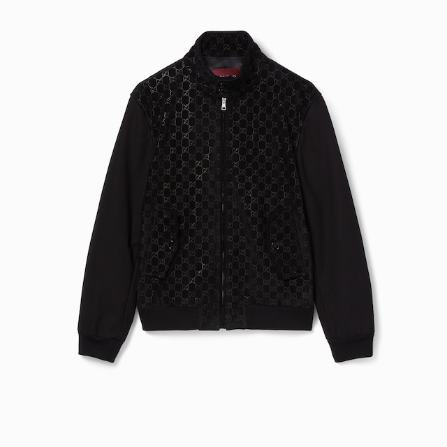 Embossed GG suede bomber jacket
