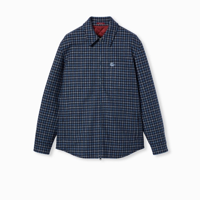 Wool flannel zip jacket with embroidery 