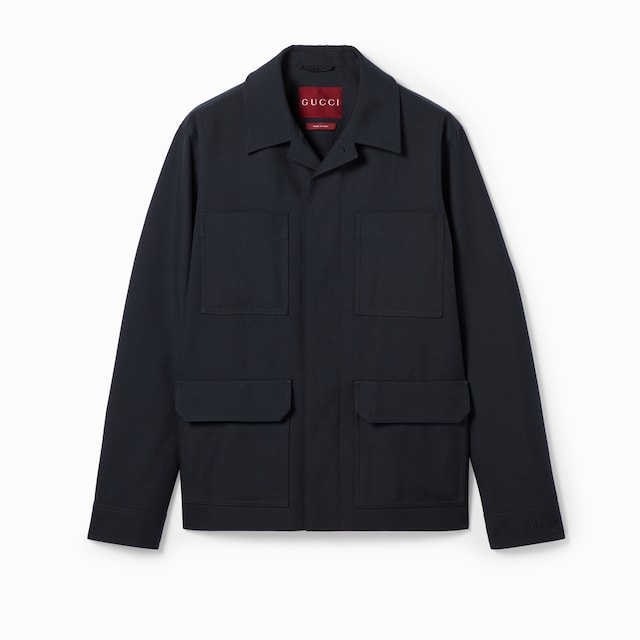 Veste en serge de laine mélangée avec broderie