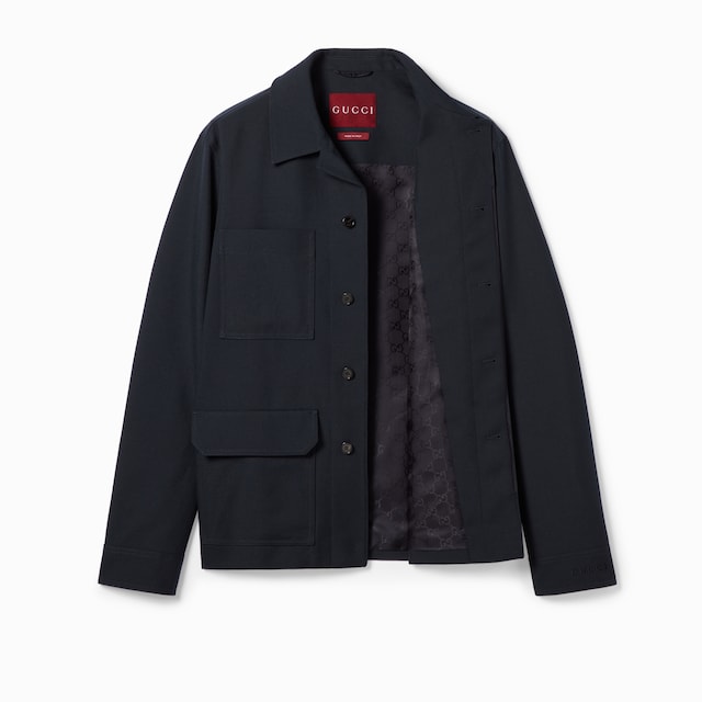 Veste en serge de laine mélangée avec broderie
