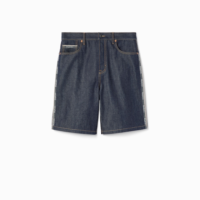 Cotton selvedge denim shorts with logo