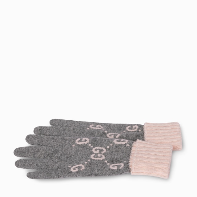 GG cashmere jacquard gloves