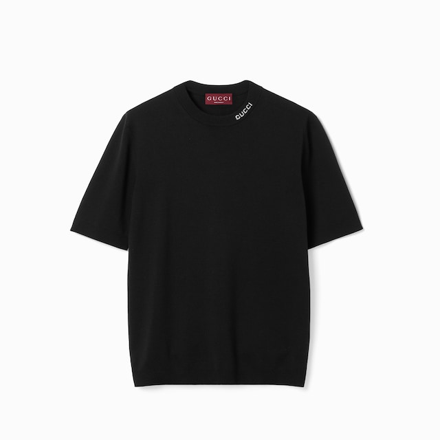 Silk cotton T-shirt with Gucci intarsia