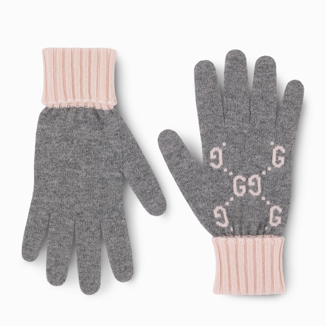 GG cashmere jacquard gloves