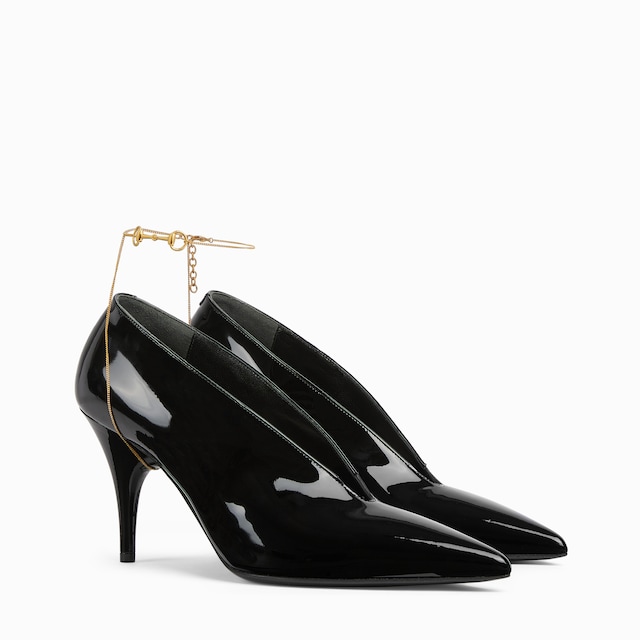 GUCCI 黒 レザー ハイヒール グッチ ハイヒール パンプス ポインテッドトゥ レザー 黒 23cm