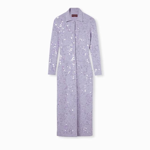Embroidered sequin polo dress