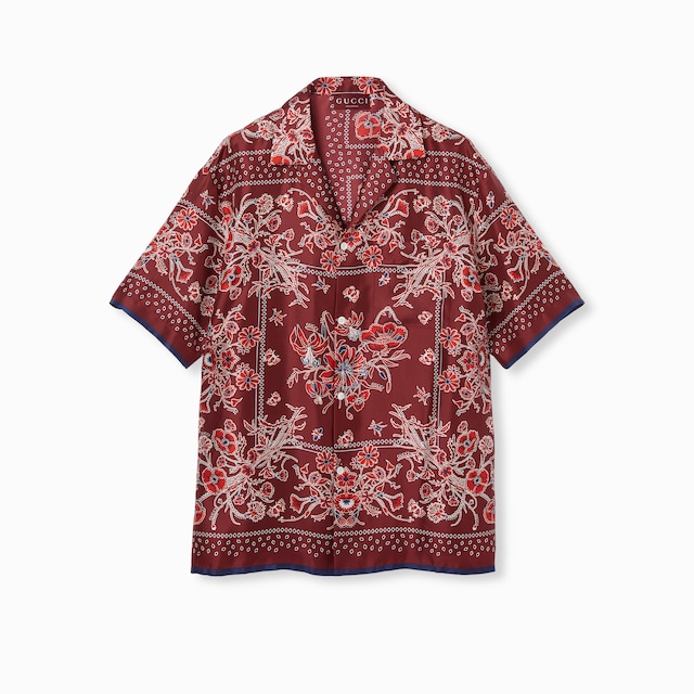 Bowling-Shirt aus Seidentwill mit Print