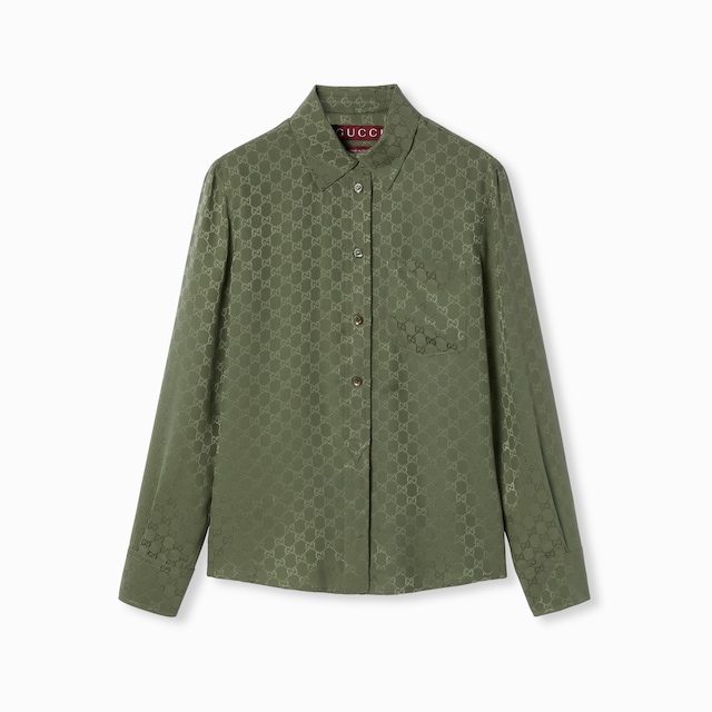 Camisa de jacquard de seda con GG