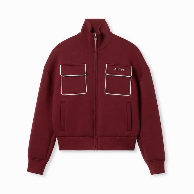 Jersey zip sweatshirt with logo