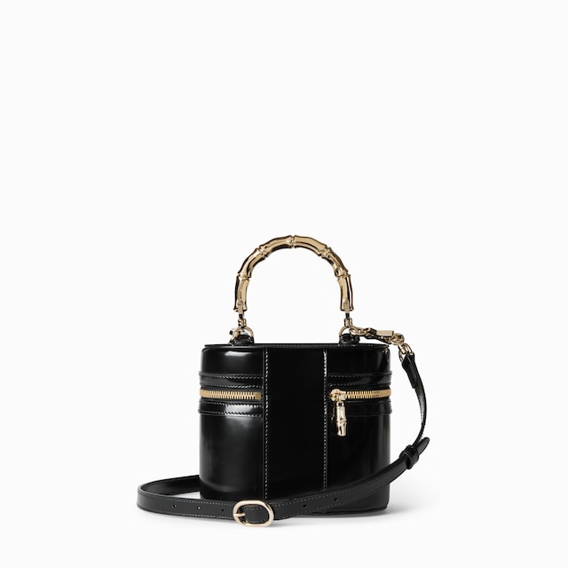 Mini vanity bag with bamboo handle