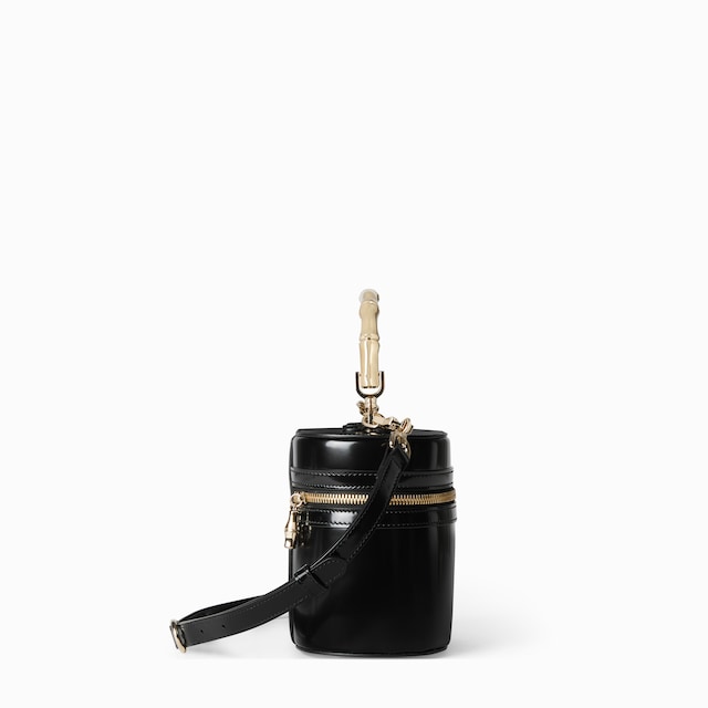 Mini vanity bag with bamboo handle