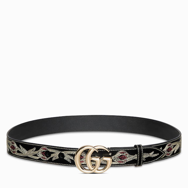 GUCCI｜ (625839 0AAA5 1000) GG Marmont thin belt in black leather | GUCCI® US