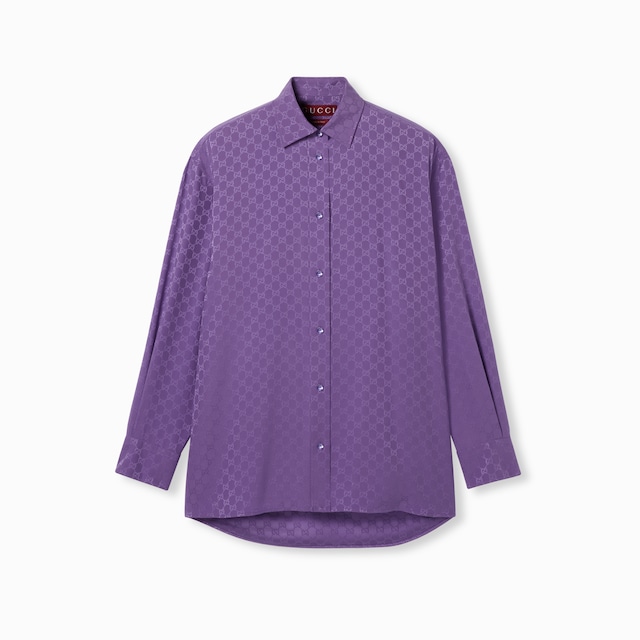 Camisa oversize de jacquard de seda con GG
