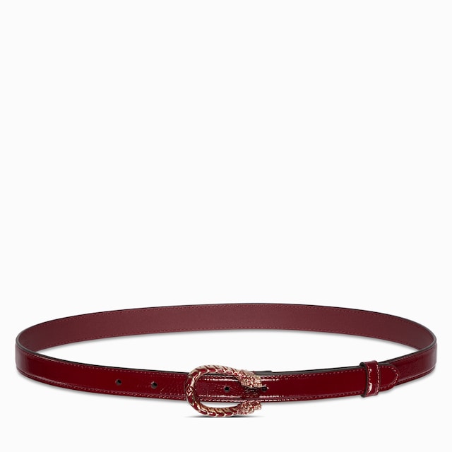 Thin belt with half-Horsebit buckle in Rosso Ancora red