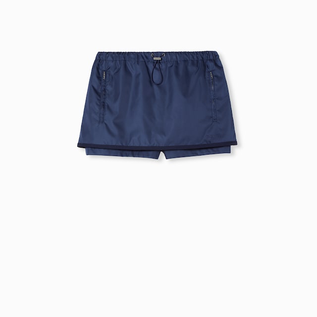 Gabardine nylon skort with metal logo