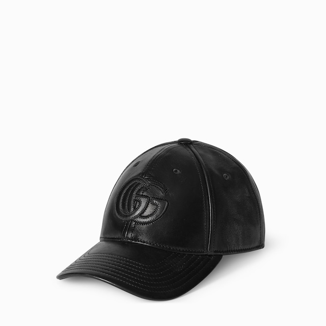 Leather baseball hat with Double G