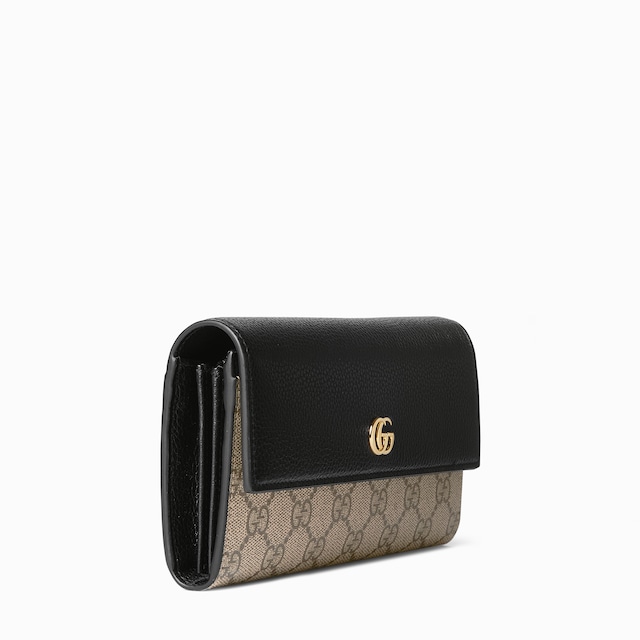 Cartera continental de piel bicolor GG Marmont