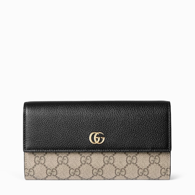Cartera continental de piel bicolor GG Marmont
