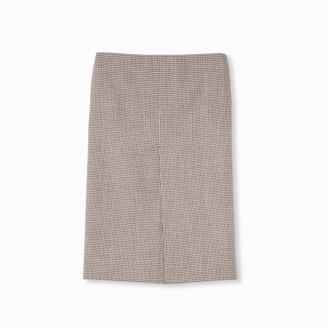 Gingham wool skirt with embroidery