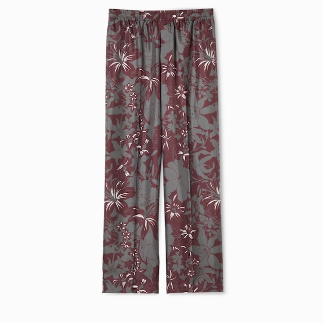 パンツ GUCCI TWILL TROUSERS WITH FLORA PRINT GUCCI PANTS SILK TWILL DISNEY FLORA PRINT WIDE LEG TROUSERS