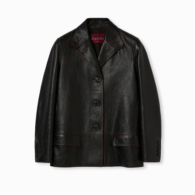  Soft aged-effect leather jacket