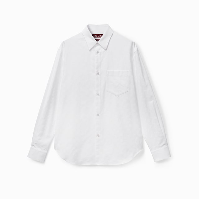 GUCCI メンズシャツ エンブロイダリー入り オックスフォードコットン シャツライト